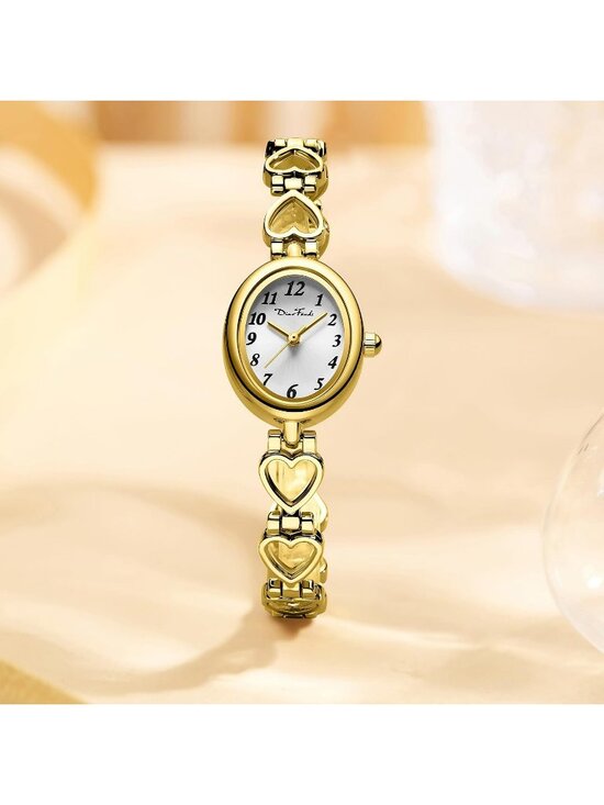 Women\'s Gold White Analog Quartz Oval Waterproof Vintage Bracelet Luxury Watch main image 4
